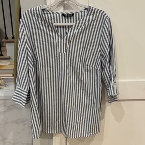 BloomChic Navy and Cream Striped Blouse